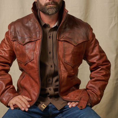 Rugged Western Leather Jacket - Mens Classic