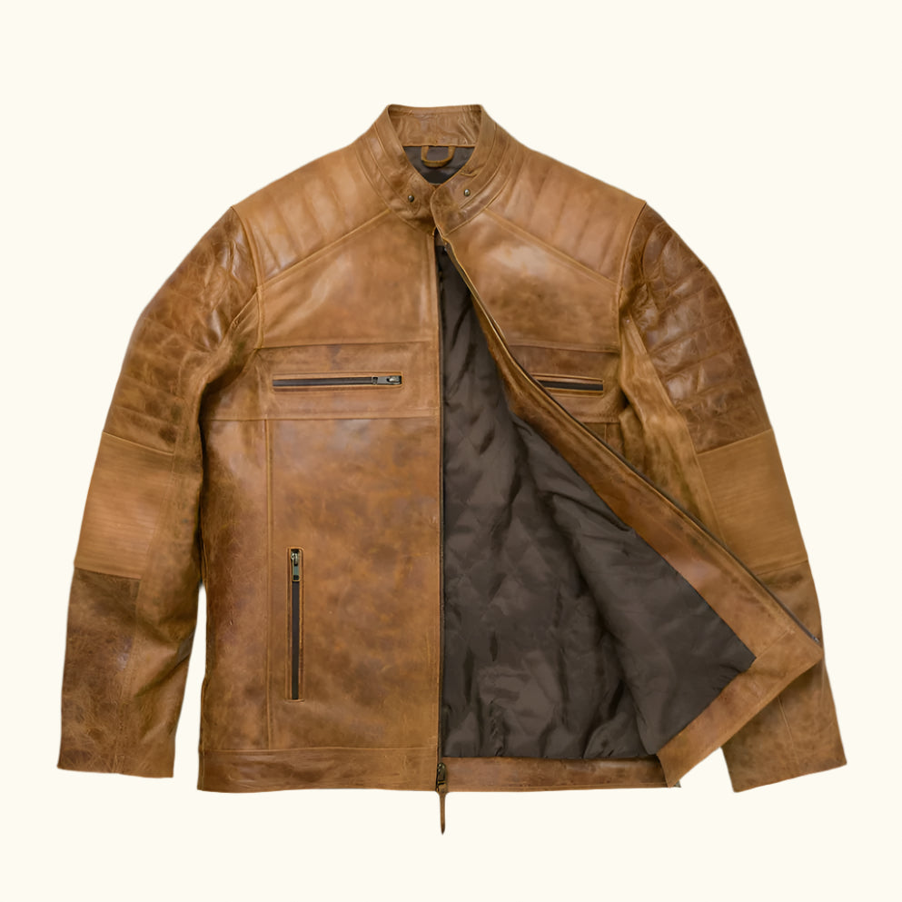 Mens Vintage Moto Jacket - Cafe Racer