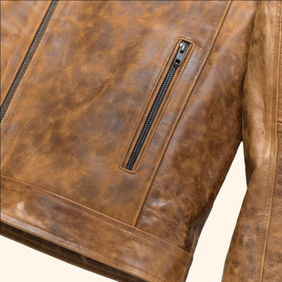 Zippered Pockets - Distress Vintage Leather Finish