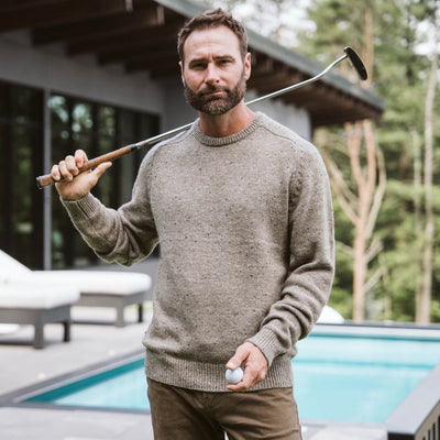 Crewneck Wool Sweater - Brown/Wood by Buffalo Jackson