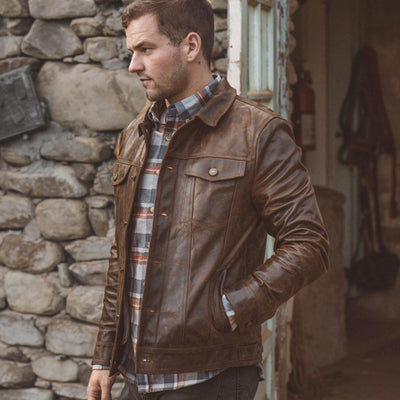 Vintage Leather Driggs Denim Jacket