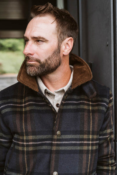 Ellis Wool Jacket | Navy Plaid and Corduroy