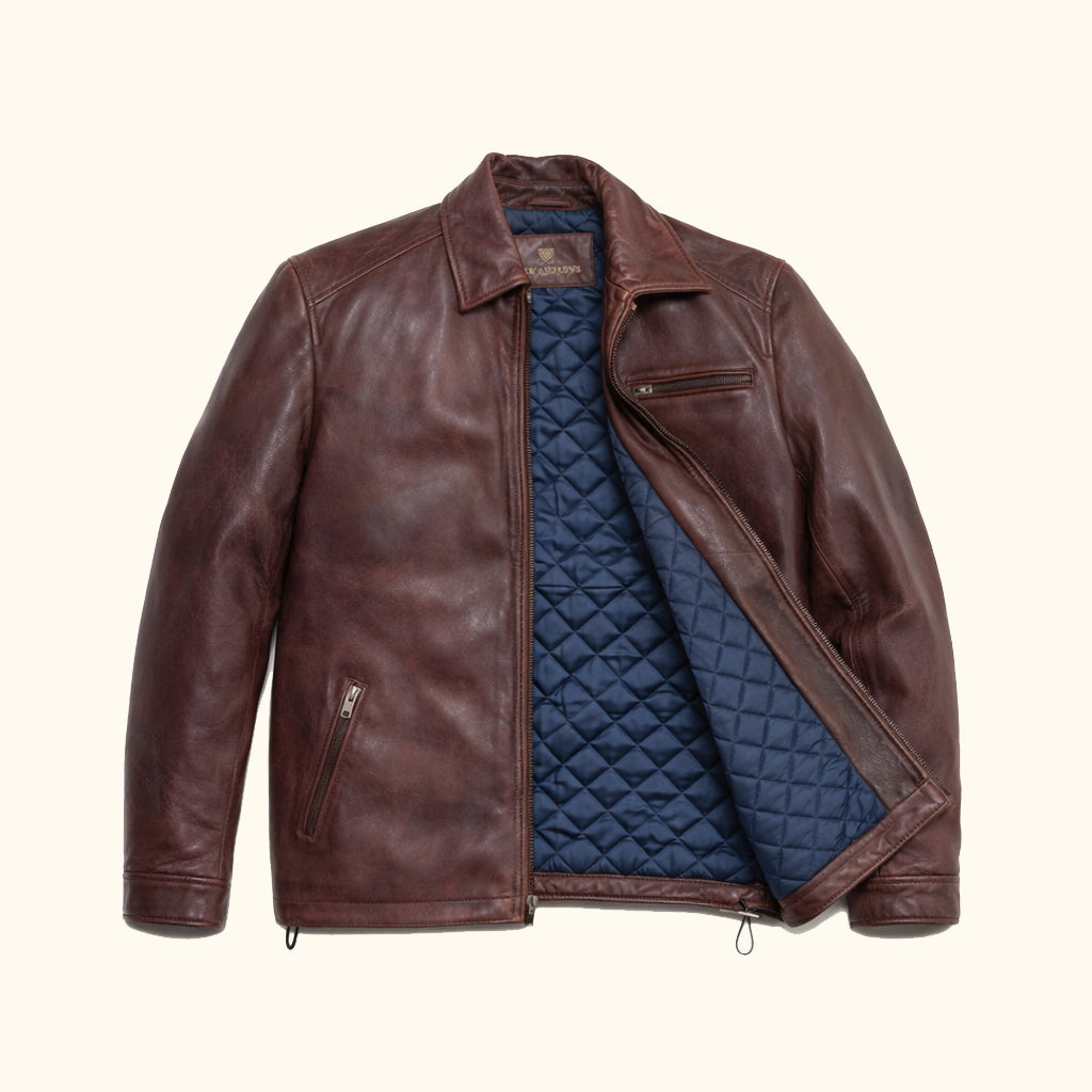 Glenwood Leather Driving Jacket | Mahogany