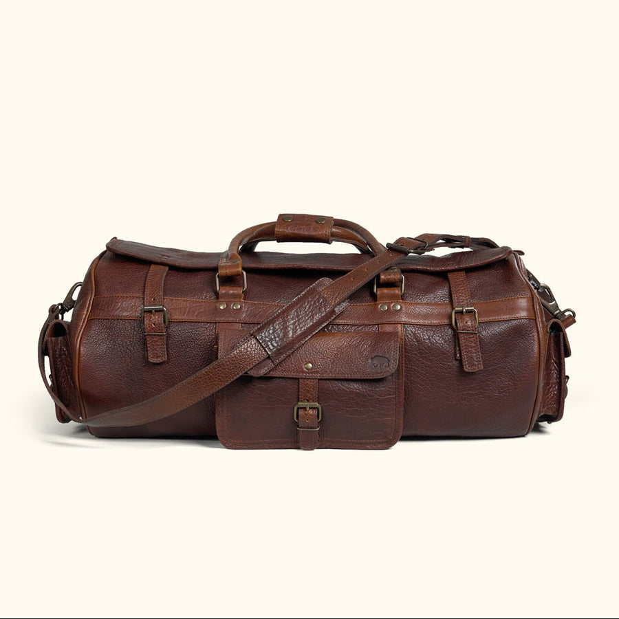 Dark Brown Buffalo Grain - Travel Duffle Bag Vintage 