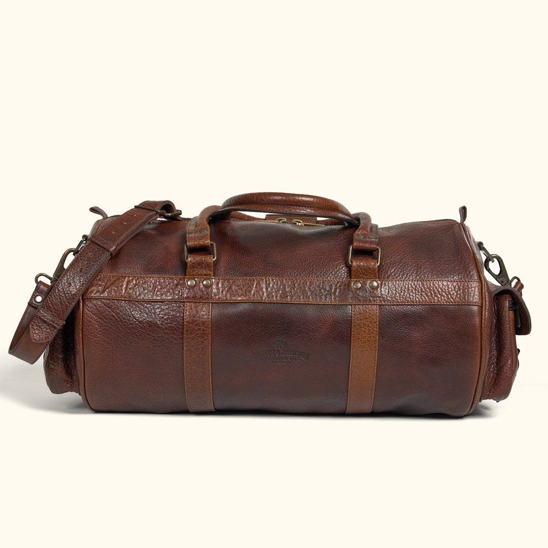Rear View - Vintage Duffle Bag - Side Carry Handles, and Brass Hardware