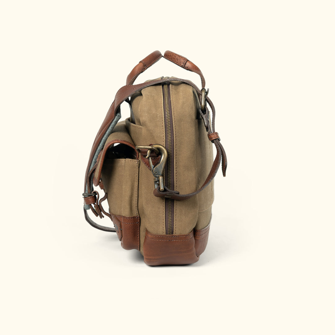 Men's Best Field Khaki Canvas Briefcase bag