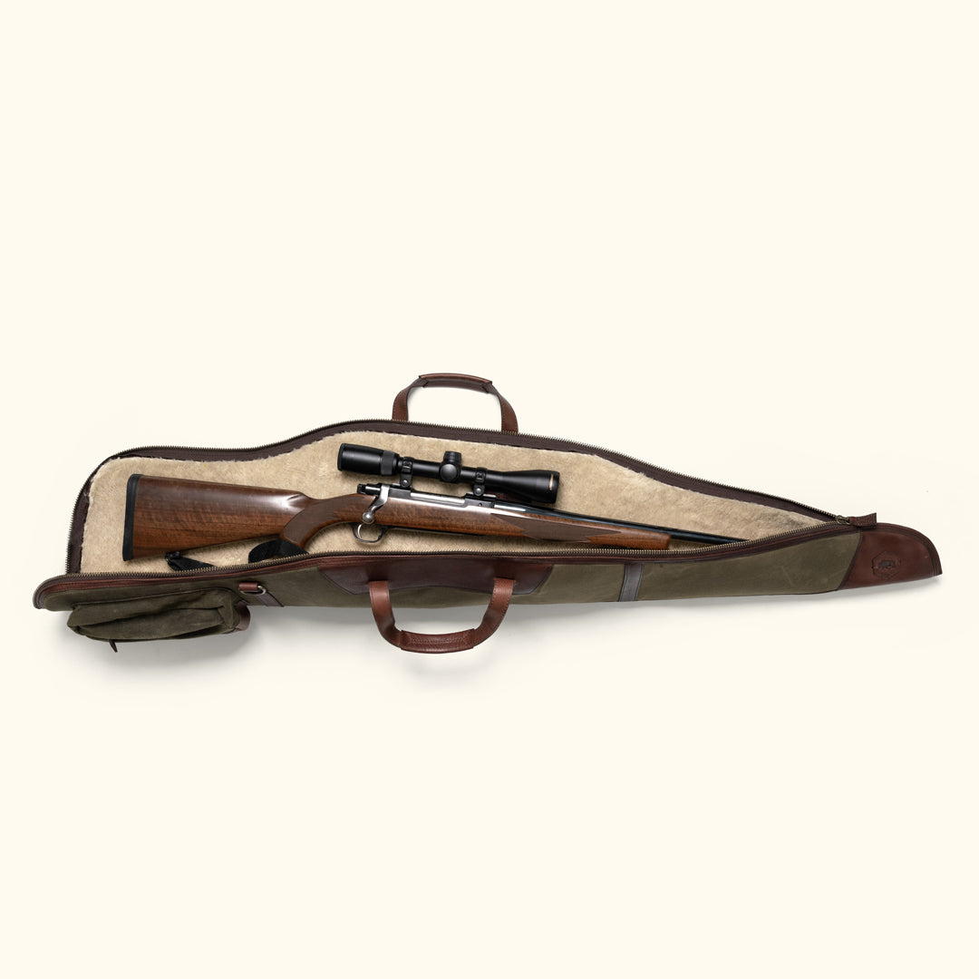 Dakota Rifle Case | Waxed Canvas Green w/ Dark Briar Leather hover