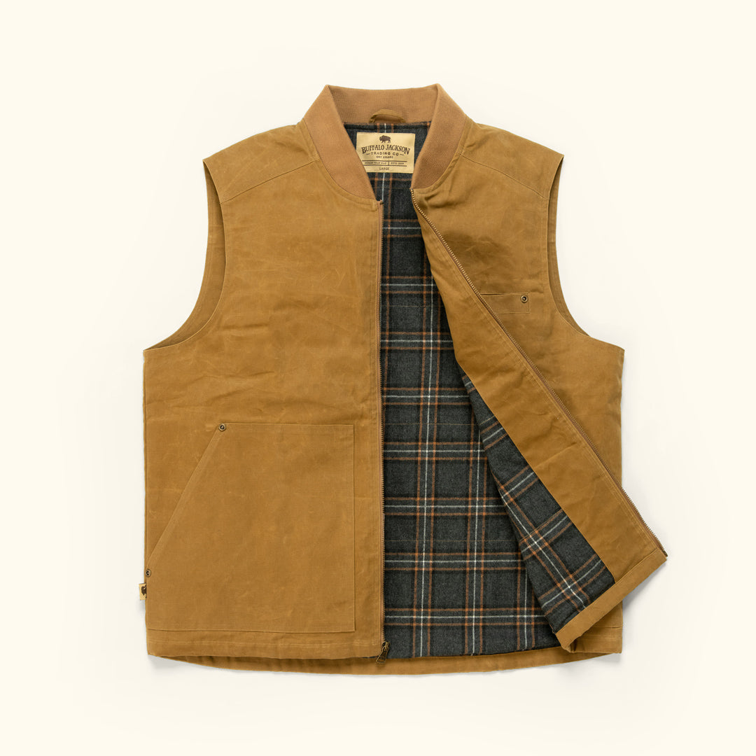 Men's Rugged Work Canvas outdoor vest tobacco