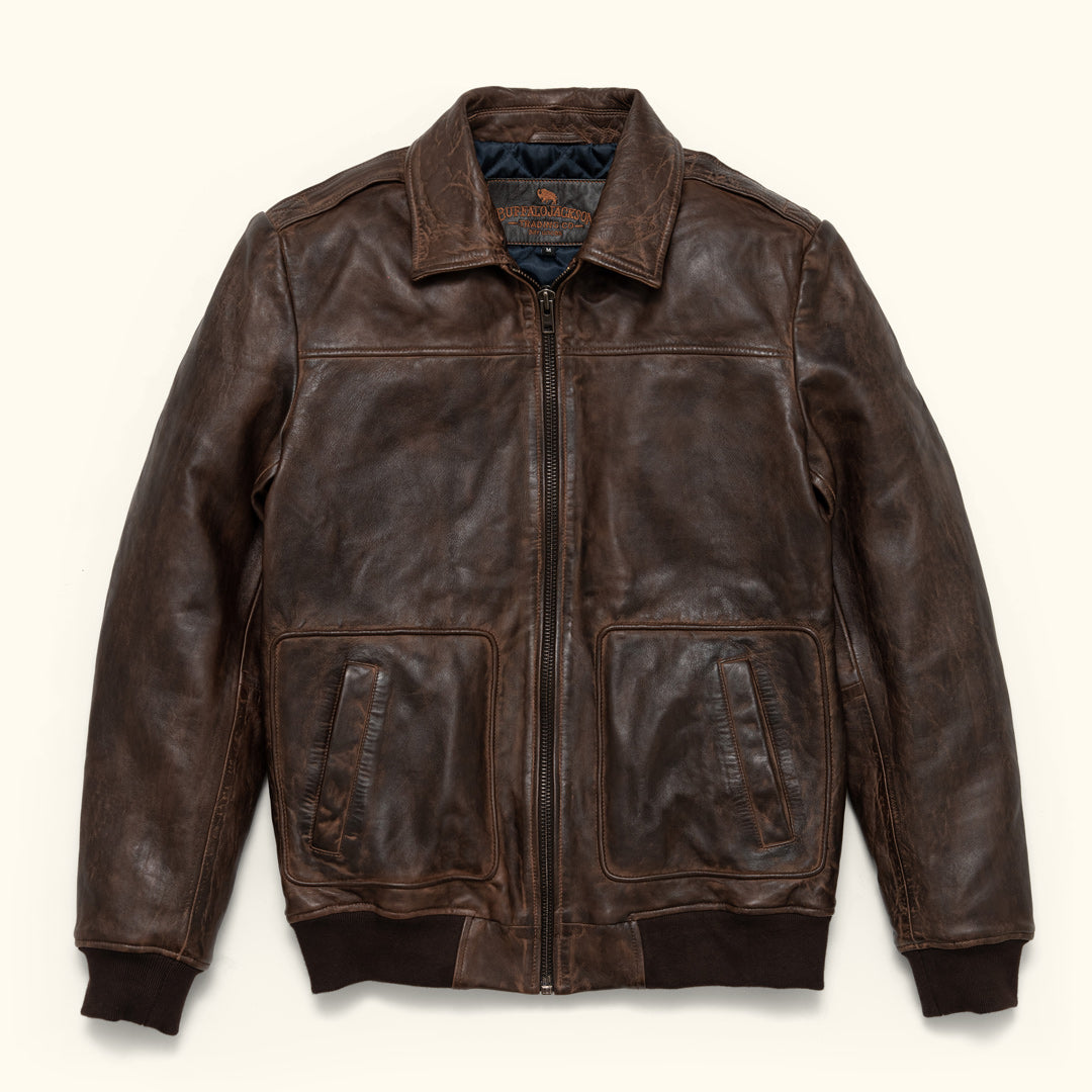 Ranger Leather Bomber Jacket | Distressed Brown hover