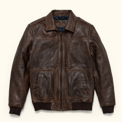 Ranger Leather Bomber Jacket | Distressed Brown hover