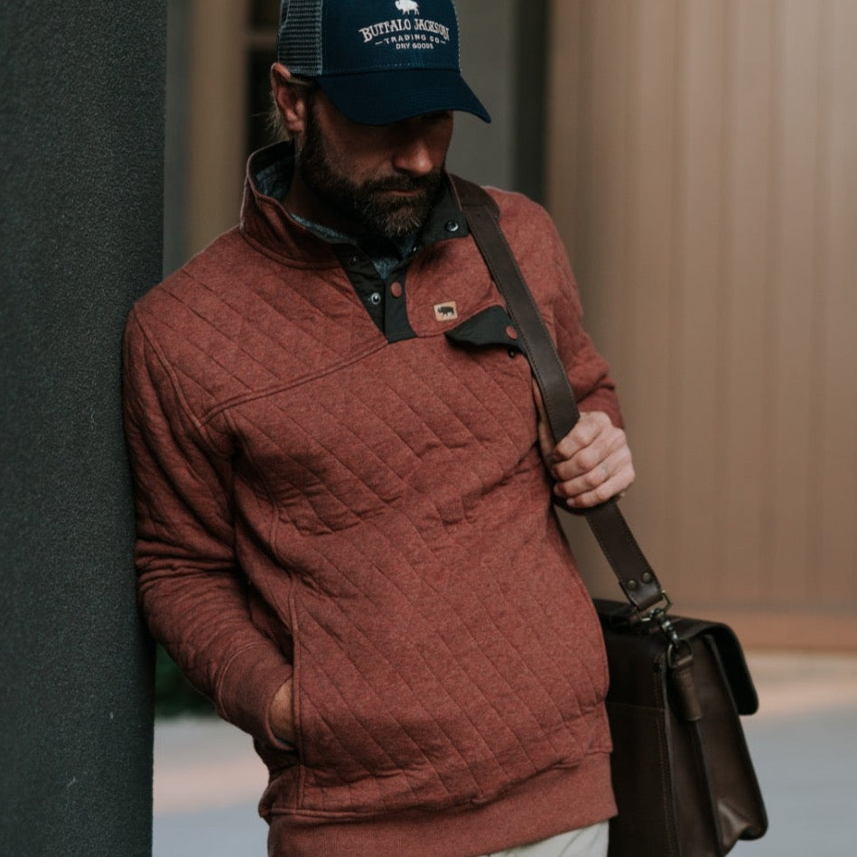 Mens best Quilted Pullover | Rust