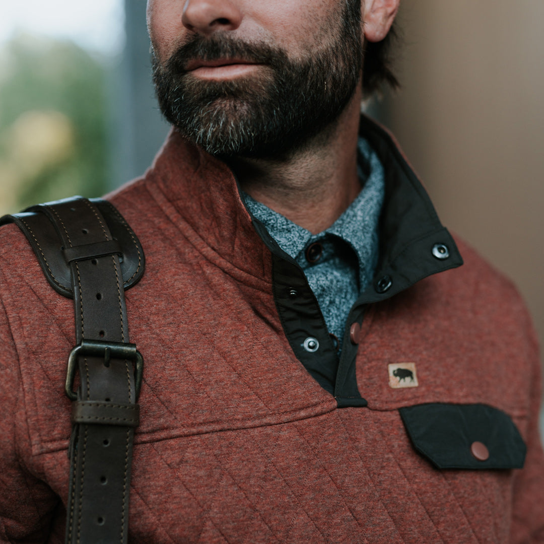 vintage Quilted Pullover | Rust