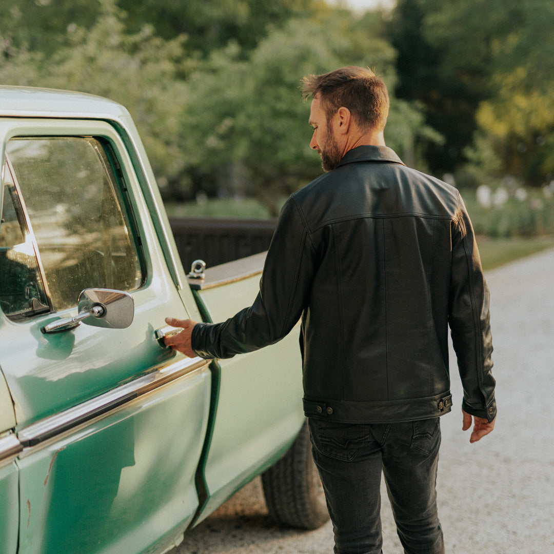 Classic black leather jacket