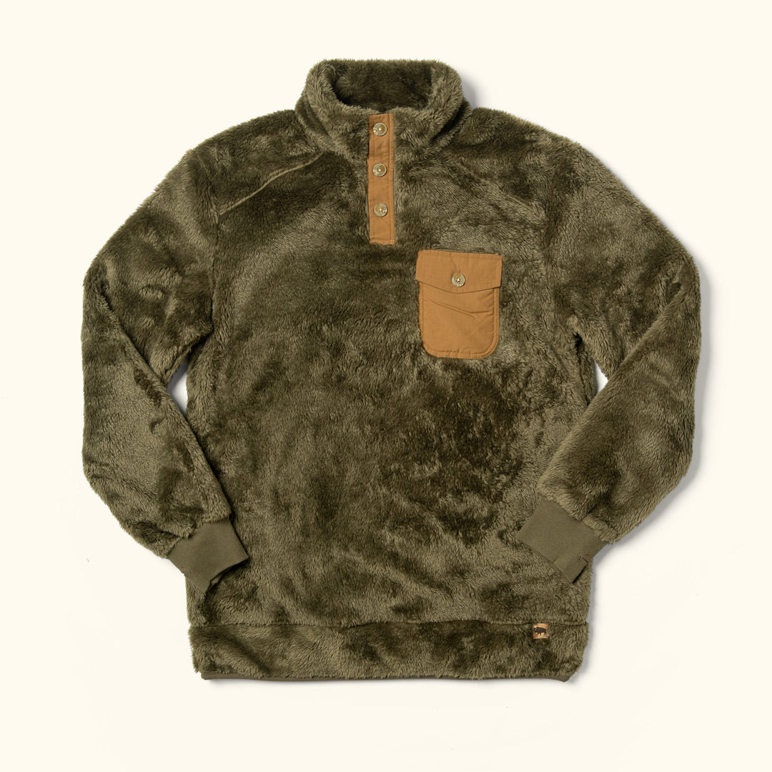 Mens Tough Cold Weather Kodiak fleece pullover birchwood green