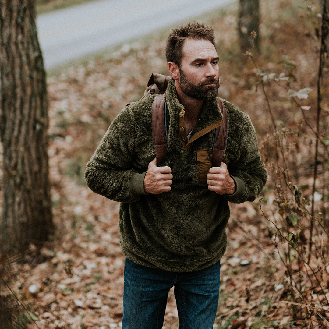 Mens Rugged Kodiak Fleece Pullover Birchwood green