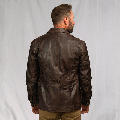 Mens Rugged Leather Barn Coat