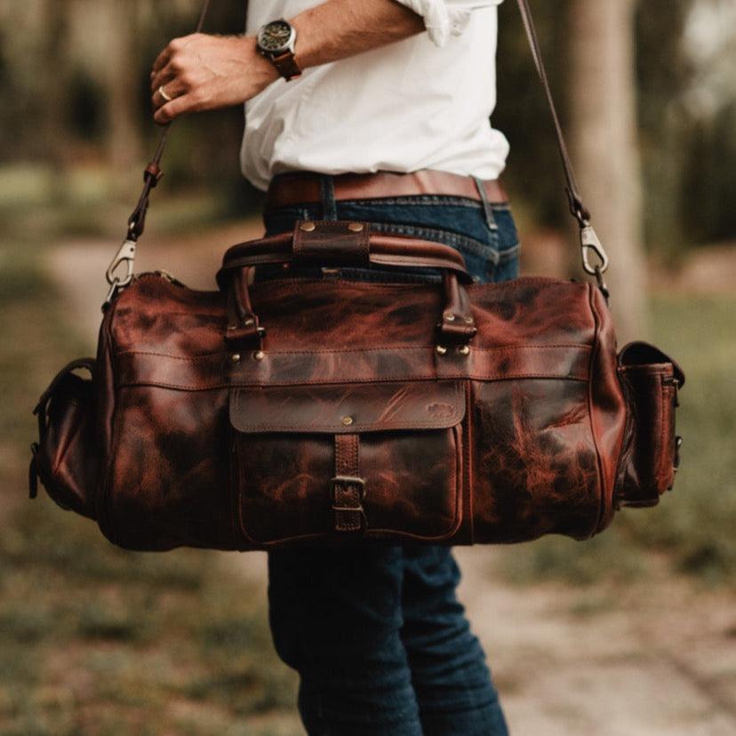 Vintage Leather Duffle Bag | Dark Oak hover