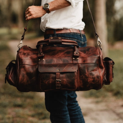 Vintage Leather Duffle Bag | Dark Oak hover