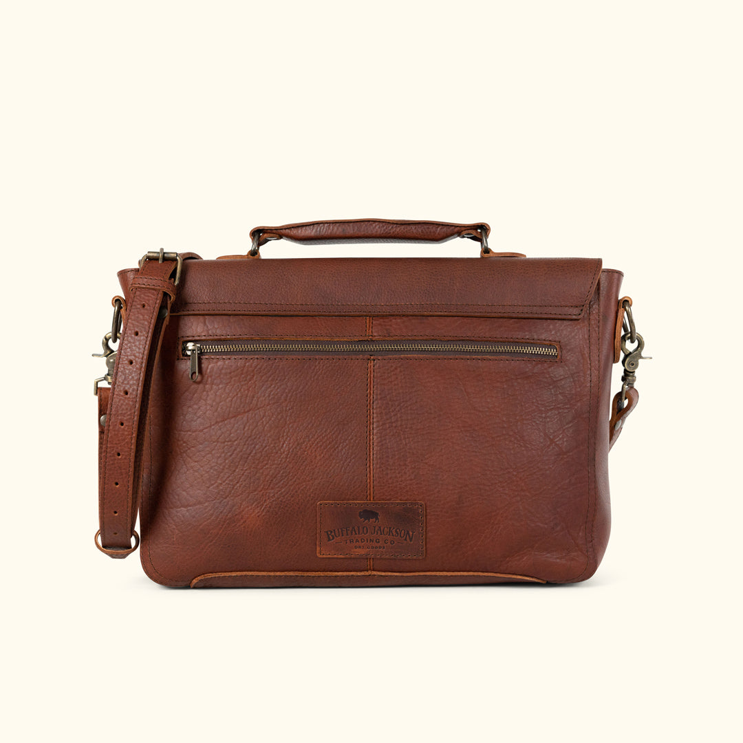 Men's Bison Leather Messenger Bag Brown