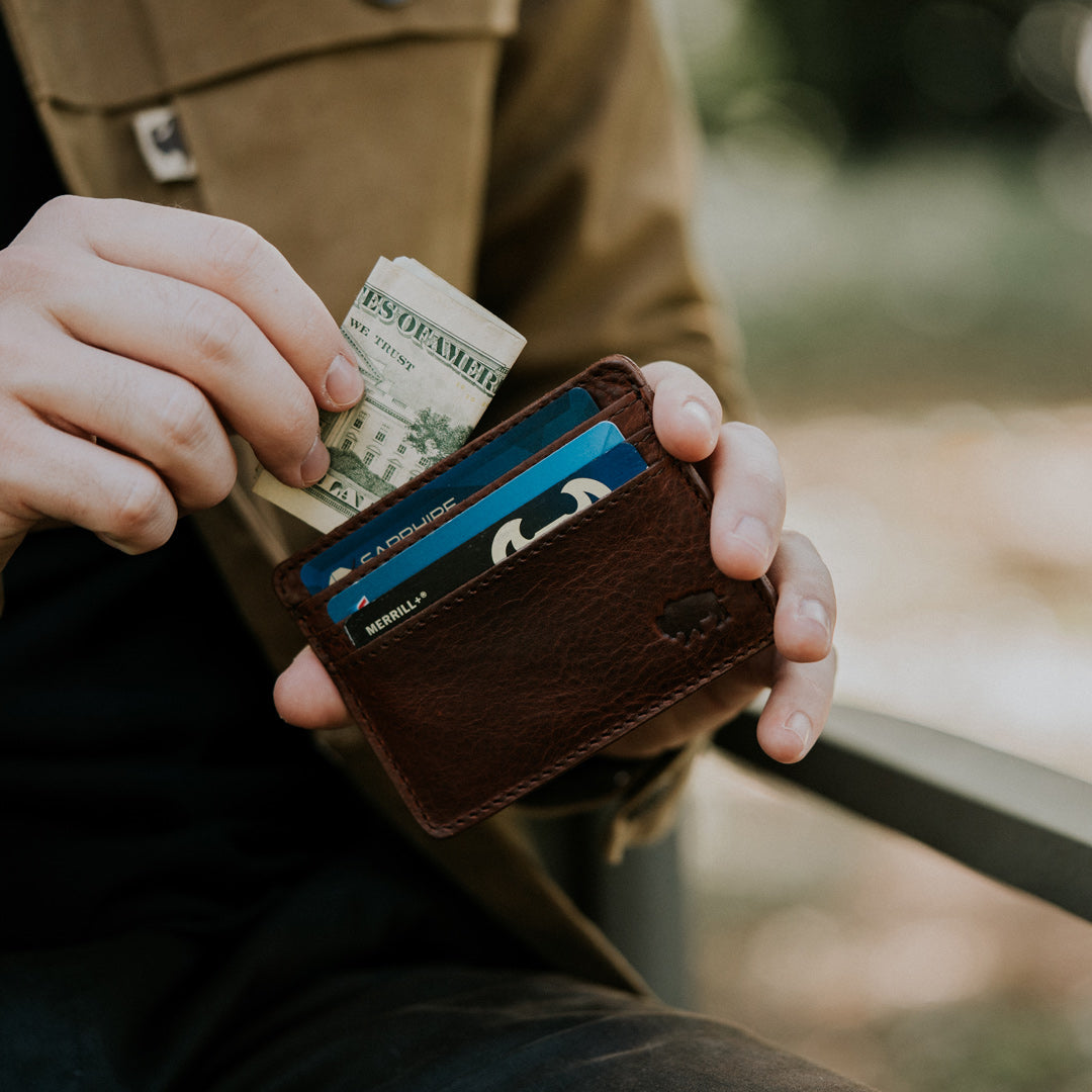 Ryder Reserve Bison Leather Slim ID Wallet | Brown