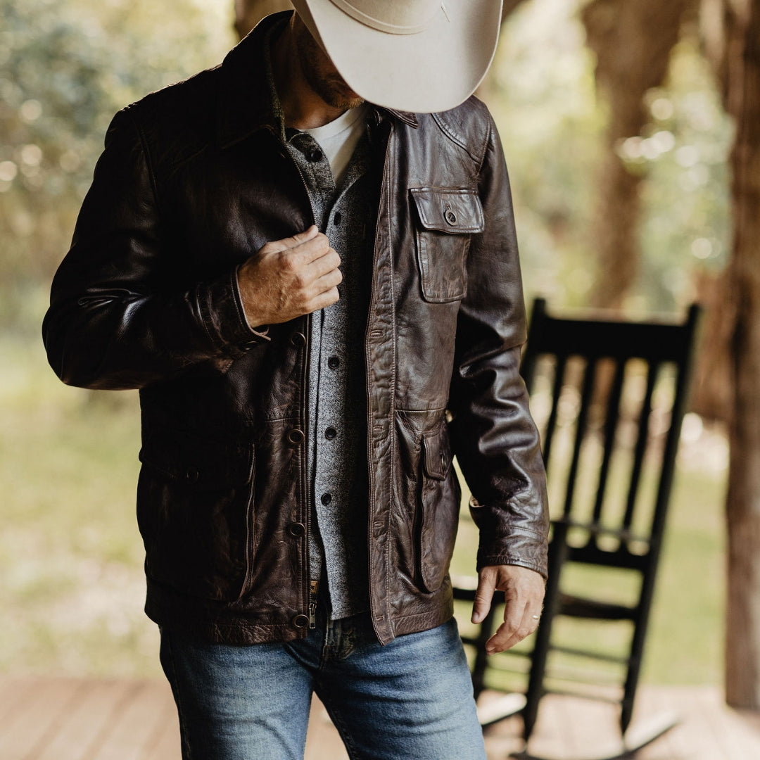 Brown Leather Barn Chore Coat