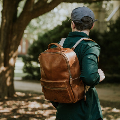 Walker Leather Backpack Bag in Rustic Tan